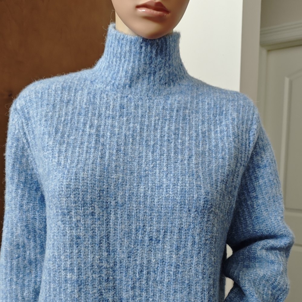 NWT ZARA LIGHT BLUE KNIT MOCK NECK DRESS - Picture 11 of 13